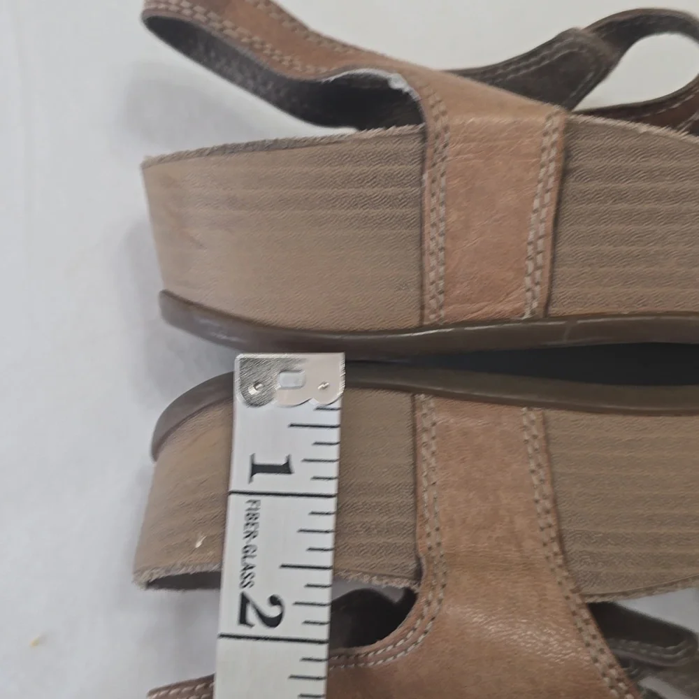 Abeo‎ Tan Leather Wedge Sandals 8